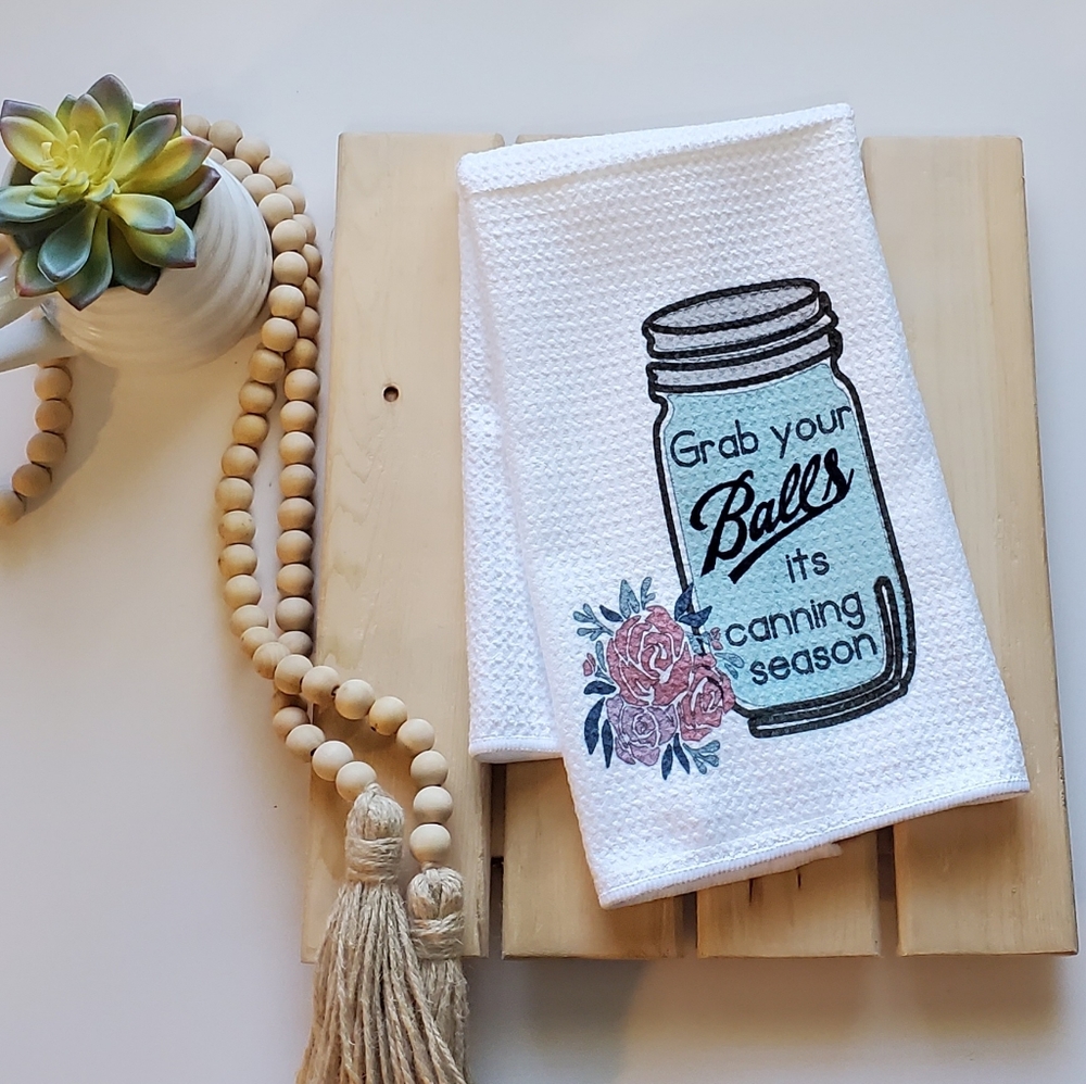 Balls canning season tea towel farmhouse decor